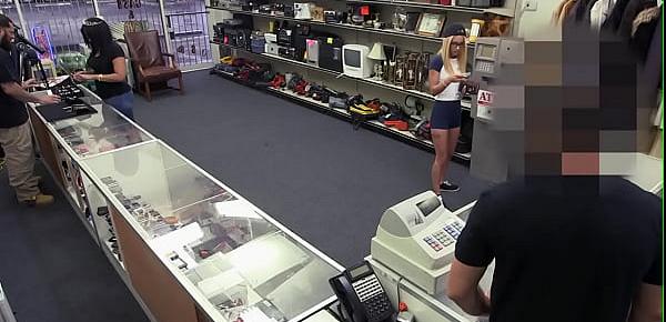  Skinny amateur spreads her pussy for pawnshop owner